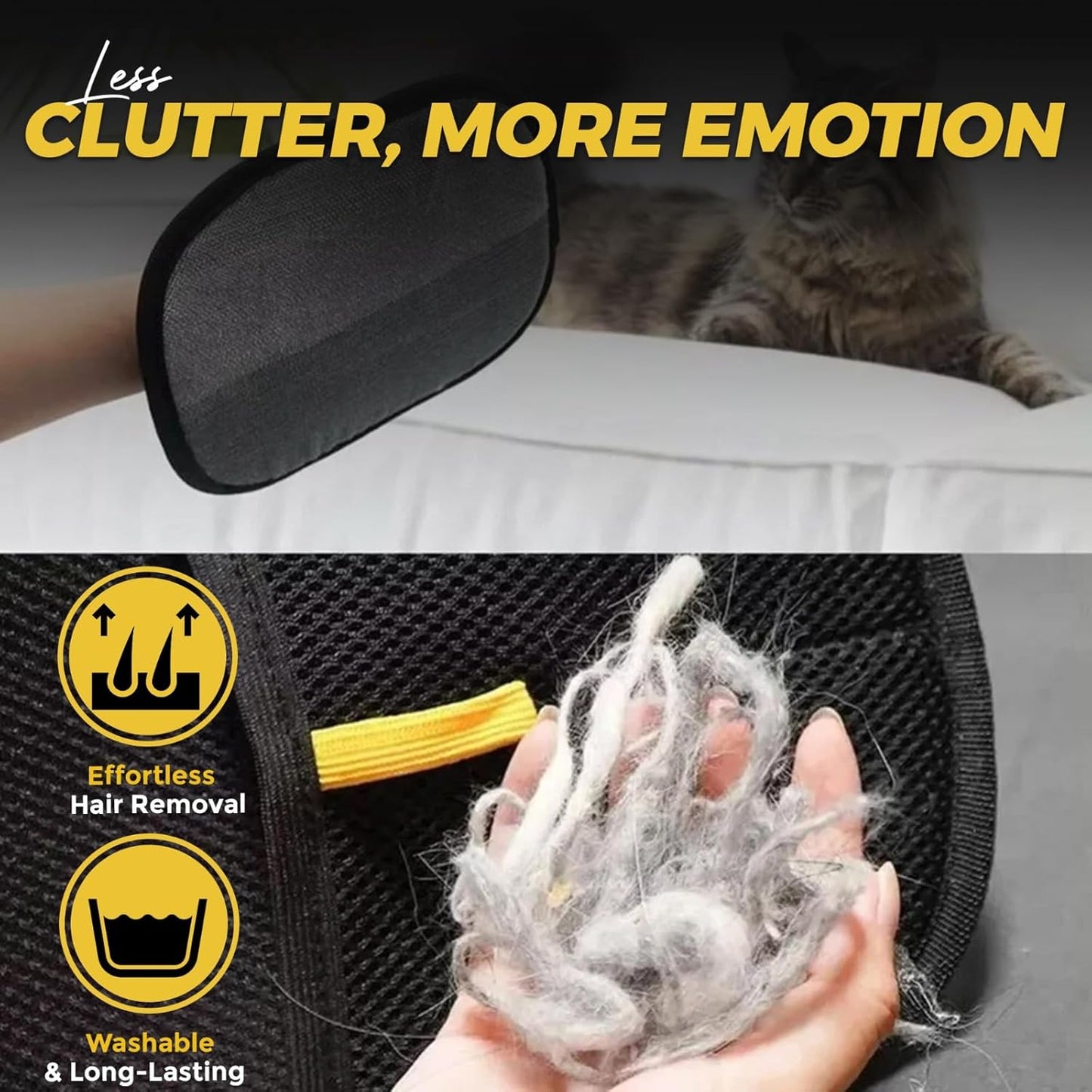 Pet Hair Removal Glove for Cats & Dogs, Reusable Magic Brush, Pet Hair Remover for Car Seat, Carpet, Couch, Magic Brush for Effortless