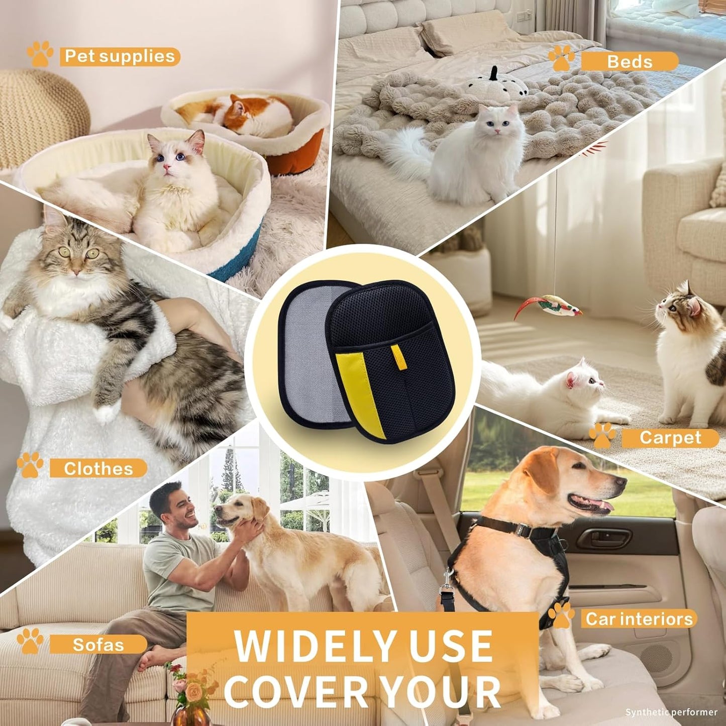 Pet Hair Removal Glove, Pet Hair Gloves for Dogs & Cats